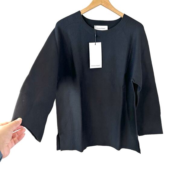 NWT Ministry of Supply Women's 3D Print Knit Slouchy Sweater Black Small USA - Picture 3 of 7